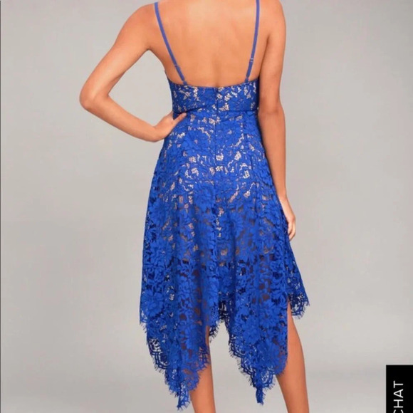 Lulus One Wish Royal Blue Lace Midi Dress Size S - Picture 2 of 10